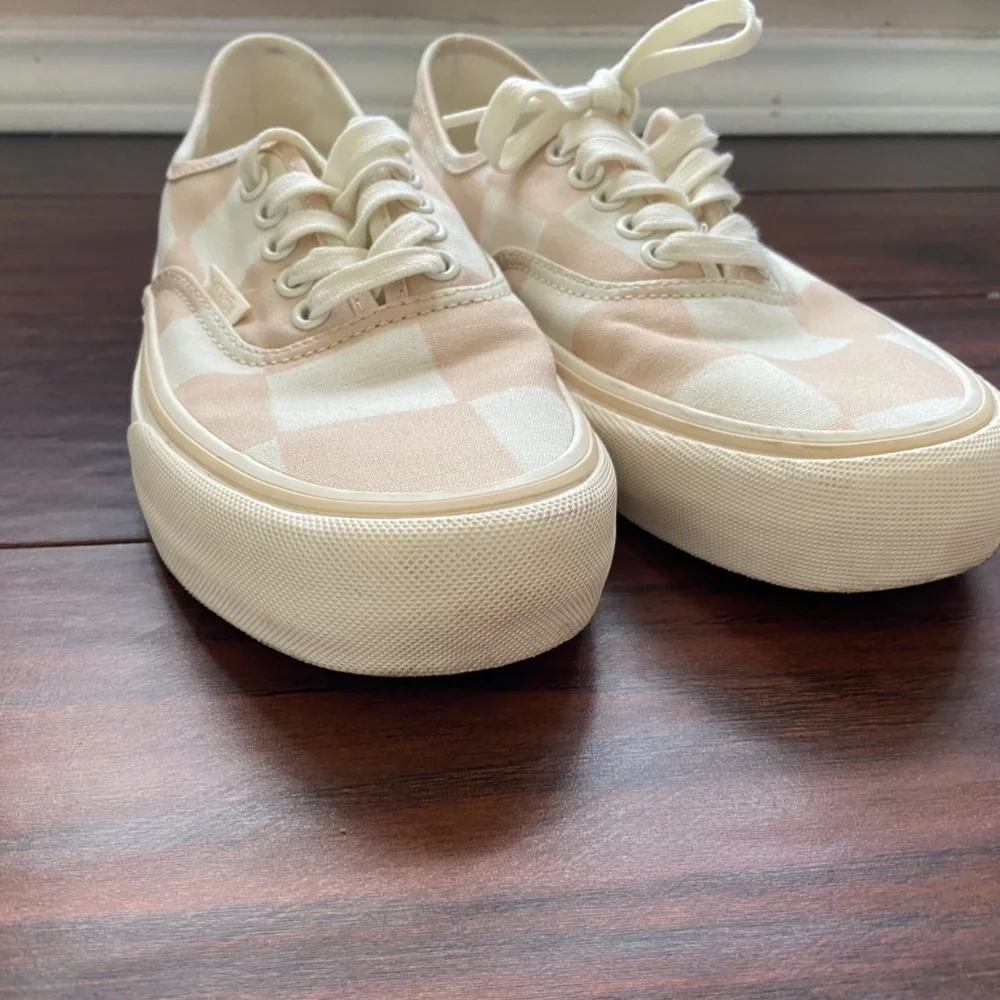 VANS Ultracush Checkered Light Pink And White Sneakers Shoes With Lace W 8 M 6.5
